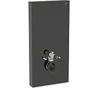Geberit Monolith module WC mural 131022SJ6 hauteur 101cm, façade en verre noir, côté aluminium noir chromé