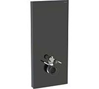 Geberit Monolith module WC mural 131231SJ6 hauteur 114cm, façade en verre noir, côté aluminium chrome noir
