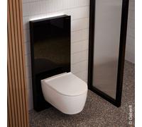 Geberit Monolith PLUS module sanitaire pour WC suspendu, 101 cm, entrée deau latérale, avec tubulure de raccordement, 131222SJ7, Couleur: Verre noir / Aluminium noir chromé - CM