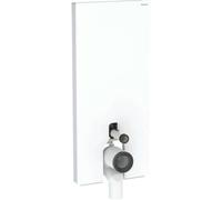 Geberit Monolith PLUS module sanitaire pour WC au sol, 114cm, entrée deau derrière au centre, avec coude de raccordement, 131.233.SI.7, Couleur: Verre blanc / aluminium