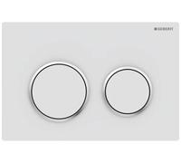 Geberit Omega20 bouton de chasse d'eau pour WC chrome brillant-blanc 115.085.JT.1