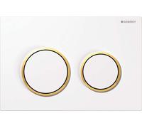 Geberit Omega20 - Plaque de déclenchement OMEGA20, blanc/doré 115.085.KK.1