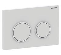 Geberit Omega20 Plaque de déclenchement, pour rinçage à 2 quantités, 115085011, Couleur: laqué blanc mat, revêtement easy-to-clean / blanc - CM