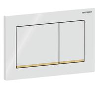 Geberit Plaque de déclenchement Omega20 Blanc/Doré 2 volumes pour WC 115.080.KK.1