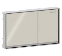 Plaque de commande Omega 60 Geberit Square 115081JL1 Bouton gris sable, Rahmen chromé brillant, affleurant, pour double chasse d'eau