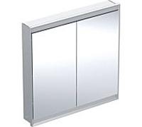 Geberit Armoire miroir ONE – éclairage LED, 2 portes, encastrée aluminium anodisé 90x90x15 cm