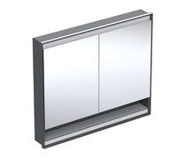 Geberit ONE - Armoire avec miroir avec éclairage LED, 105x90x15 cm, 2 portes, avec niche, intégrée, noir mat 505.824.00.7