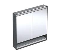 Geberit ONE - Armoire avec miroir avec éclairage LED, 90x90x15 cm, 2 portes, avec niche, intégrée, noir mat 505.823.00.7