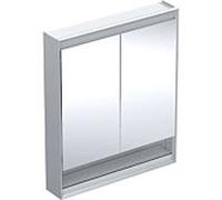 Geberit One armoire de toilette 505832001 75 x 90 x 15 cm, aluminium anodisé, avec niche et ComfortLight, 2 portes