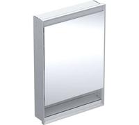 Geberit ONE - Armoire miroir avec éclairage LED, 60x90x15 cm, charnières à droite, avec niche, encastrée, aluminium 505.821.00.1