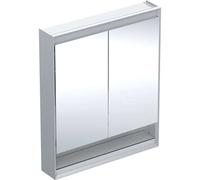 Geberit ONE - Armoire miroir avec éclairage LED, 75x90x15 cm, 2 portes, avec niche, aluminium 505.832.00.1
