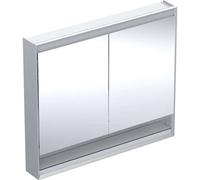 Geberit ONE - Armoire miroir avec éclairage LED, 105x90x15 cm, 2 portes, avec niche, aluminium 505.834.00.1