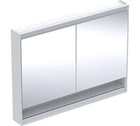 Geberit – Armoire miroir ONE 120×90×15 cm éclairage LED, 2 portes avec niche, blanc/aluminium