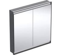 Geberit ONE armoire de toilette avec ComfortLight, 2 portes, montage encastré, 90x90x15cm, 505.803.00.7, Couleur: noir mat / aluminium revêtu par poudre