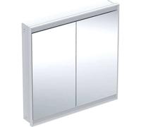 Geberit ONE armoire de toilette avec ComfortLight, 2 portes, montage encastré, 90x90x15cm, 505803002, Couleur: blanc / aluminium revÃªtu par poudre - CM