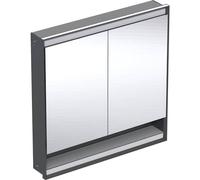 Geberit One armoire de toilette encastrée 505823007 90 x 90 x 15cm, noir mat/aluminium thermolaqué, avec niche et ComfortLight, 2 portes