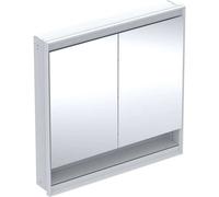 Geberit ONE armoire de toilette avec ComfortLight, 2 portes, montage encastré, avec niche, 90x90x15cm, 505823002, Couleur: blanc / aluminium revÃªtu par poudre - CM