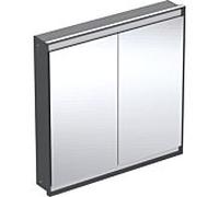 Geberit One armoire de toilette encastrée 505803007 90 x 90 x 15cm, noir mat/aluminium thermolaqué, avec ComfortLight, 2 portes