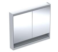 Geberit ONE - Armoire miroir avec éclairage LED, 105x90x15 cm, 2 portes, avec niche, aluminium 505.834.00.1
