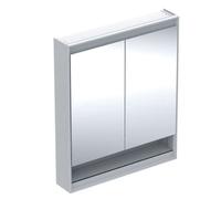 Geberit ONE - Armoire miroir avec éclairage LED, 75x90x15 cm, 2 portes, avec niche, blanc 505.832.00.2