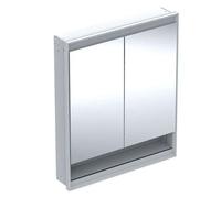 Geberit ONE - Armoire miroir avec éclairage LED, 75x90x15 cm, 2 portes, avec niche, encastrée, aluminium 505.822.00.1