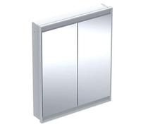 Geberit ONE - Armoire miroir avec éclairage LED, 75x90x15 cm, 2 portes, encastrée, aluminium 505.802.00.1