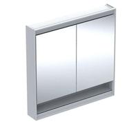 Geberit ONE - Armoire miroir avec éclairage LED, 90x90x15 cm, 2 portes, avec niche, aluminium 505.833.00.1