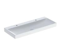 Geberit ONE - Double lavabo 120x48x14 cm, sans trop-plein, 2 trous pour robinetterie, KeraTect, blanc 505.022.01.5