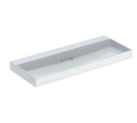 Geberit ONE - Lavabo 120x48x14 cm, trop-plein caché, sans trou pour robinetterie, sortie horizontale, KeraTect, blanc 505.047.00.1