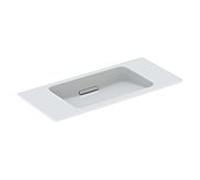 Geberit One lavabo 500390011 90x13x40cm, sans trou pour robinetterie, trop-plein caché, blanc Keratect/couvercle chromé brillant