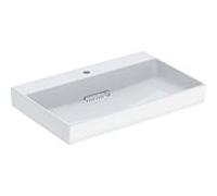 Geberit ONE - Lavabo 75x48x14 cm, trop-plein caché, avec trou pour robinetterie, sortie horizontale, KeraTect, blanc 505.036.00.1
