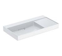Geberit ONE - Lavabo 90x48x14 cm, trop-plein caché, sans trou pour robinetterie, sortie horizontale, KeraTect, blanc 505.042.00.1