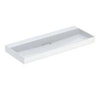 Geberit ONE - Lavabo 120x48x14 cm, trop-plein caché, sans trou pour robinetterie, sortie horizontale, KeraTect, blanc 505.047.00.1