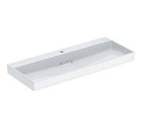 Geberit ONE - Lavabo 120x48x14 cm, trop-plein caché, avec trou pour robinetterie, sortie horizontale, KeraTect, blanc 505.048.00.1
