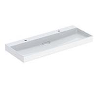 Geberit ONE - Double lavabo 120x48x14 cm, trop-plein caché, 2 trous pour robinetterie, sortie horizontale, KeraTect, blanc 505.049.00.1
