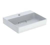 Geberit ONE - Lavabo 50x41x14 cm, trop-plein caché, avec trou pour robinetterie, sortie horizontale, KeraTect, blanc 505.019.00.1