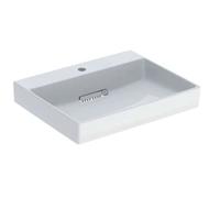 Geberit ONE - Lavabo 60x48x14 cm, trop-plein caché, avec trou pour robinetterie, sortie horizontale, KeraTect, blanc 505.034.00.1