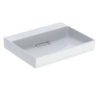 Geberit ONE - Lavabo 60x48x14 cm, trop-plein caché, sans trou pour robinetterie, sortie horizontale, KeraTect, blanc 505.033.00.1