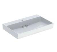 Geberit ONE - Lavabo 75x48x14 cm, trop-plein caché, avec trou pour robinetterie, sortie horizontale, KeraTect, blanc 505.036.00.1