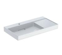 Geberit ONE - Lavabo 90x48x14 cm, trop-plein caché, avec trou pour robinetterie, sortie horizontale, KeraTect, blanc 505.039.00.1