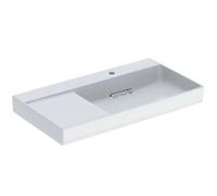 Geberit ONE - Lavabo 90x48x14 cm, trop-plein caché, avec trou pour robinetterie, sortie horizontale, KeraTect, blanc 505.043.00.1