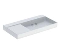 Geberit ONE - Lavabo 90x48x14 cm, trop-plein caché, sans trou pour robinetterie, sortie horizontale, KeraTect, blanc 505.044.00.1