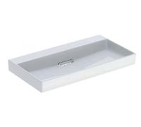 Geberit ONE - Lavabo 90x48x14 cm, trop-plein caché, sans trou pour robinetterie, sortie horizontale, KeraTect, blanc 505.037.00.1