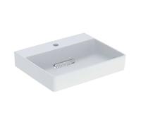 Geberit ONE - Lavabo à poser 50x41x14 cm, trop-plein caché, trou pour robinetterie, évacuation horizontale, blanc mat 505.026.00.1