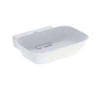 Geberit ONE - Lavabo à poser 50x43x15 cm, trop-plein caché, trou pour robinetterie, évacuation horizontale, blanc mat 505.053.00.1