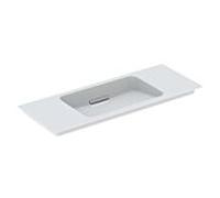 Geberit One meuble lavabo 500396012 105x13x40cm, sans trou pour robinetterie, trop-plein recouvert, blanc Keratect/couvercle chromé brossé