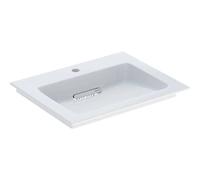 Geberit One meuble lavabo 505002001 60 cm, trou pour robinetterie au milieu, sans trop-plein, blanc KeraTect/couvercle blanc