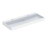 Geberit – Lavabo double ONE 505.049.00.1 120×48×14 cm KeraTect blanc, 2 trous, trop-plein caché