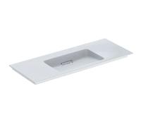 Geberit ONE - Meuble-lavabo 120x48x13 cm, trop-plein caché, sans trou pour robinetterie, sortie horizontale, KeraTect, blanc 505.016.00.1