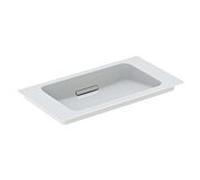 Geberit One meuble lavabo 500391011 75x13x40cm, sans trou pour robinetterie, trop-plein caché, blanc Keratect/couvercle chromé brillant